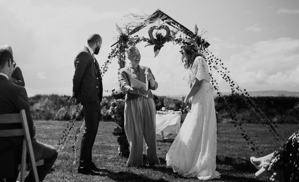 A celebrant led outdoor wedding ceremony